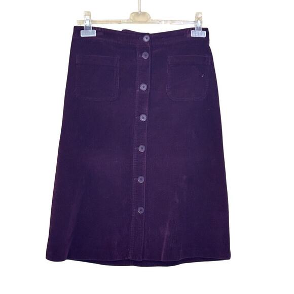Talbots plum cord button front corduroy skirt, 6, autumn, preppy, traditional - Picture 1 of 5